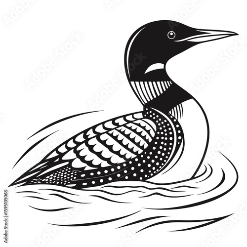 Loon swimming serenely in calm water