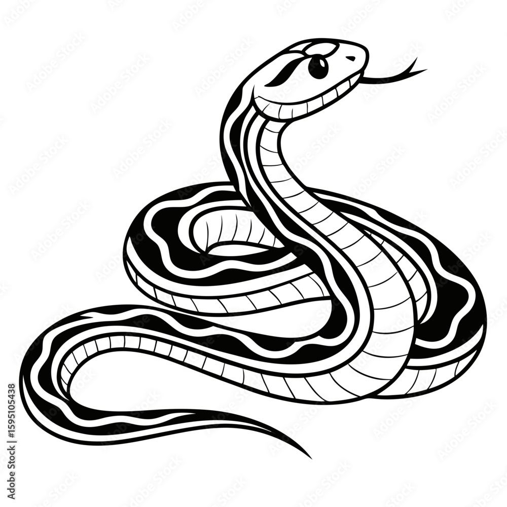Fototapeta premium A black and white illustration of a coiled snake