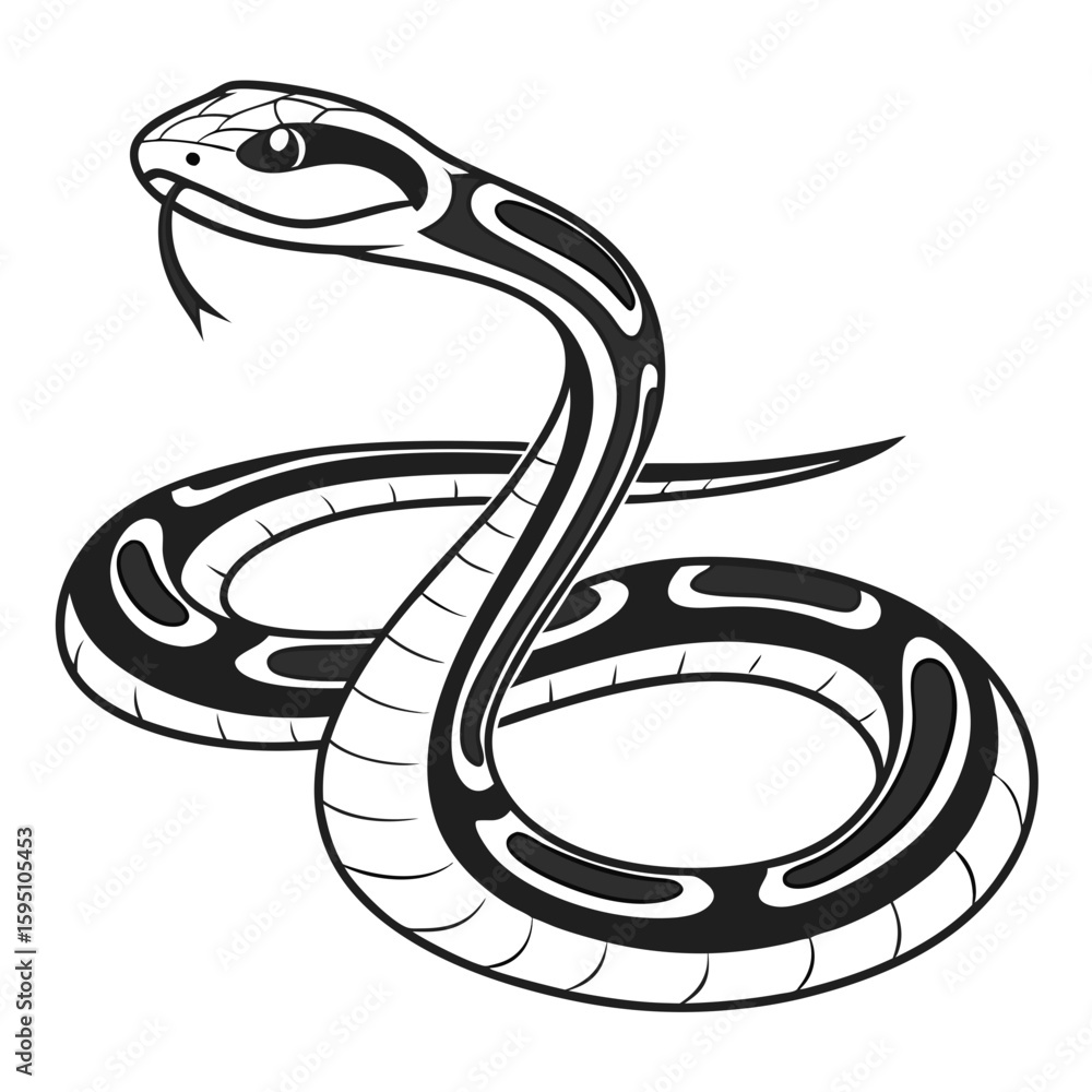 Fototapeta premium A black and white illustration of a coiled snake