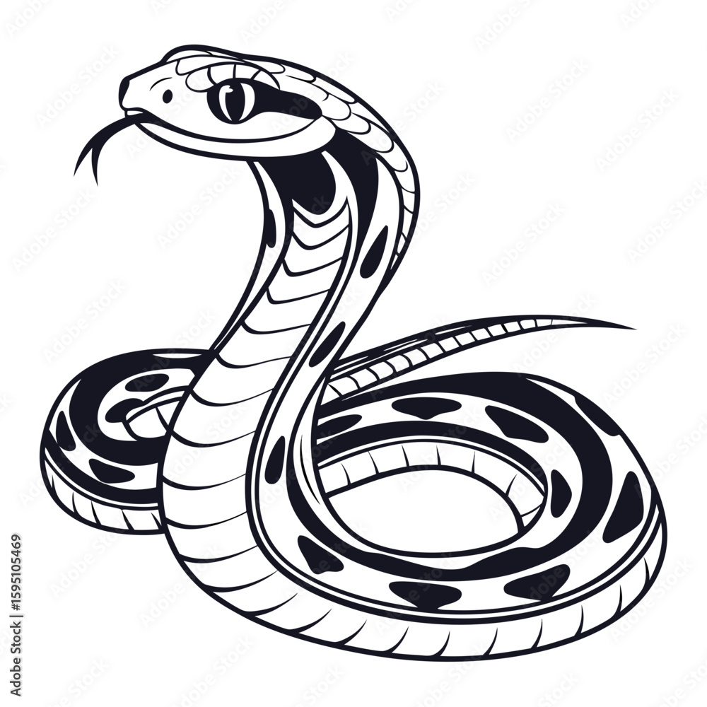 Fototapeta premium A black and white illustration of a coiled snake