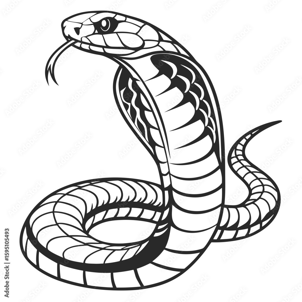 Fototapeta premium A striking black and white illustration of a cobra