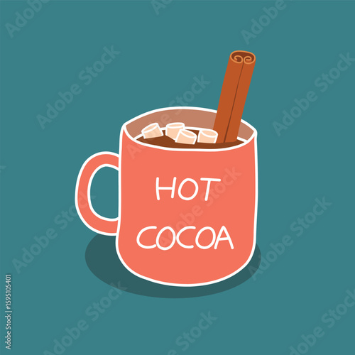 Hot Cocoa with marshmallow in a cup illustration fall autumn theme vector