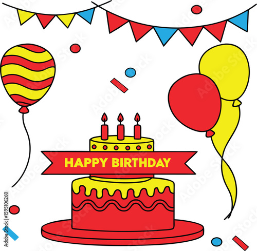 happy birthday card with cake