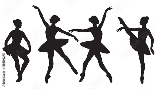 Ballet Dancer Silhouette Vector – Elegant Ballerina Dance Pose Illustration

