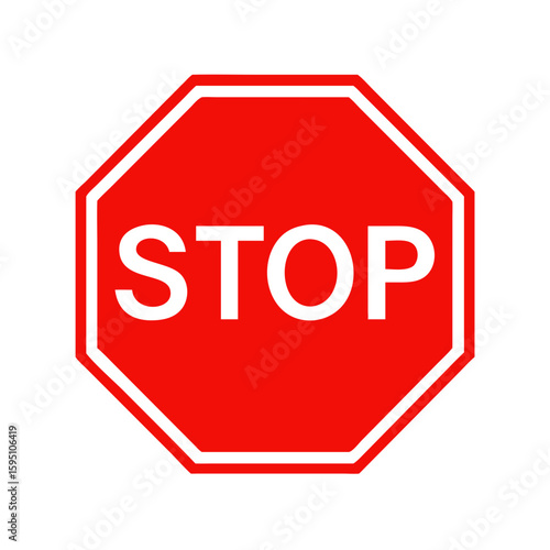 Free Download Red stop sign icon with text flat icon vector art - GFXLoad