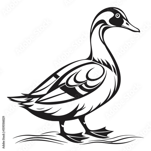 Stylized duck illustration isolated on white background