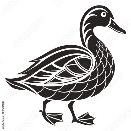 Artistic duck illustration isolated on white background