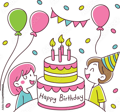 happy birthday card with birthday cake