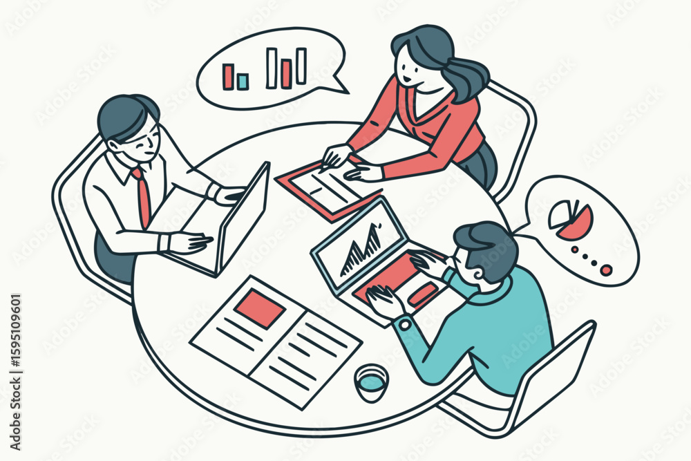 Fototapeta premium Business Meeting with Data Analysis and Charts.