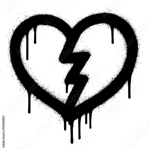 Spray Painted Broken Heart Graffiti Art

