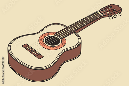 Vintage Acoustic Guitar Illustration with Warm Tones.