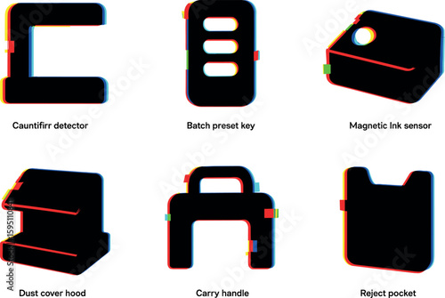 counterfeit detector lamp batch preset key magnetic ink sensor dust cover hood carry handle reject pocket isolated