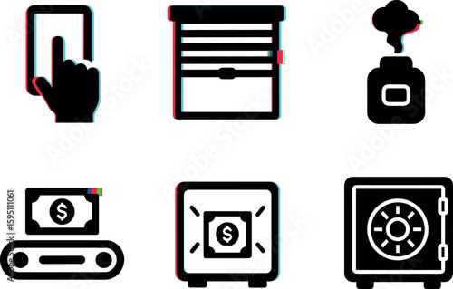 touchscreen display shutter gate security ink pack note transport belt currency sensor safe door lock isolated