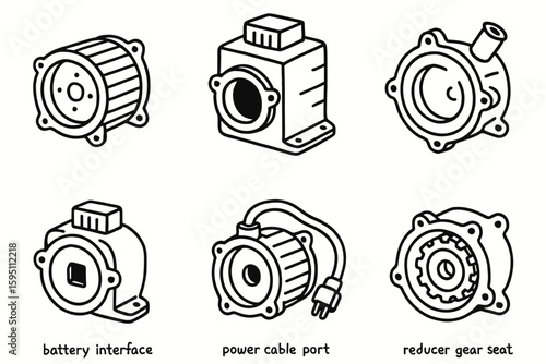 hand drawn cute doodle style isolated hybrid motor housing stator sleeve hybrid motor housing inverter mount hybrid motor housing coolant jacket hybrid motor housing battery interface