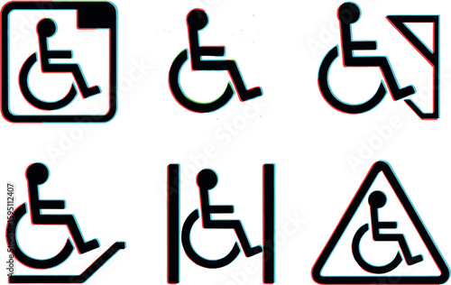 updated dynamic wheelchair icon freshly painted access logo crosshatched adjacent space symbol near curb ramp wide space marking warning out isolated