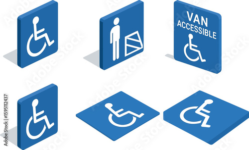 icon wheelchair stencil ground icon access aisle marker van accessible logo standard ADA symbol surface marking isolated