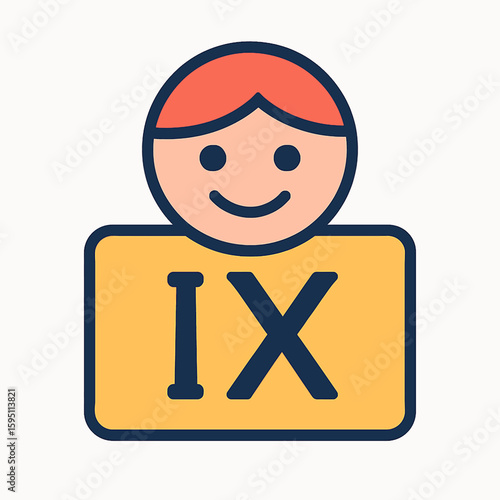 Stylized person icon displays Roman numeral IX on yellow badge, representing ninth edition or category.