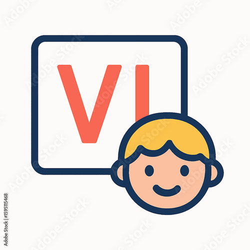 Happy child with Roman numeral VI displayed on a sign, representing sixth grade or a similar milestone.