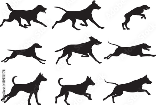 Black Dog Silhouette Vector Illustration – Editable Pet Animal Shape for Logos, Prints, and Stickers
