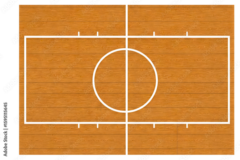 Fototapeta premium Top-down view of wooden indoor sports court isolated on a transparent background