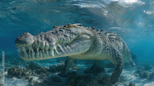 Wallpaper Mural Croc underwater, coral reef Torontodigital.ca