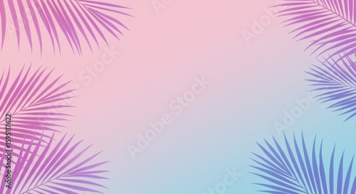 Palm Leaf Illustration on Pastel Gradient Background