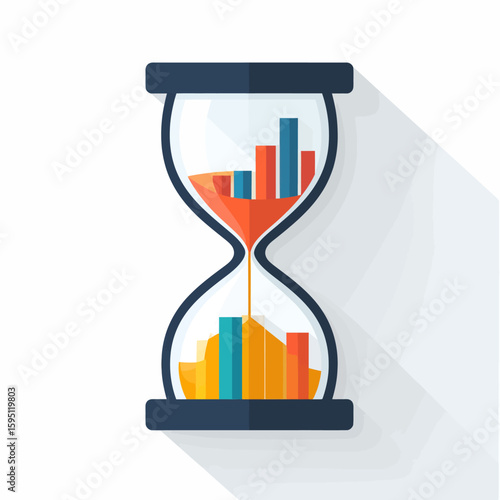 Graphical Hourglass Depicting Performance Analytics and Project Deadlines with Time