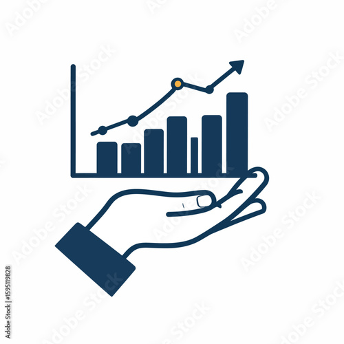 Graphical representation of business growth held by a hand shows progressive success