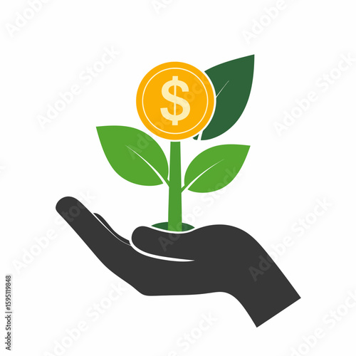 Growing Prosperity: Investment Seedling Supported by Nurturing Hand for Financial Growth