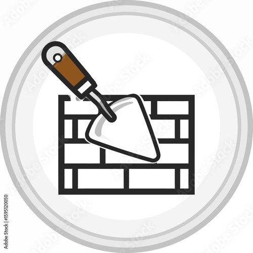 Illustration displaying masonry with a trowel, showcasing construction and building tasks
