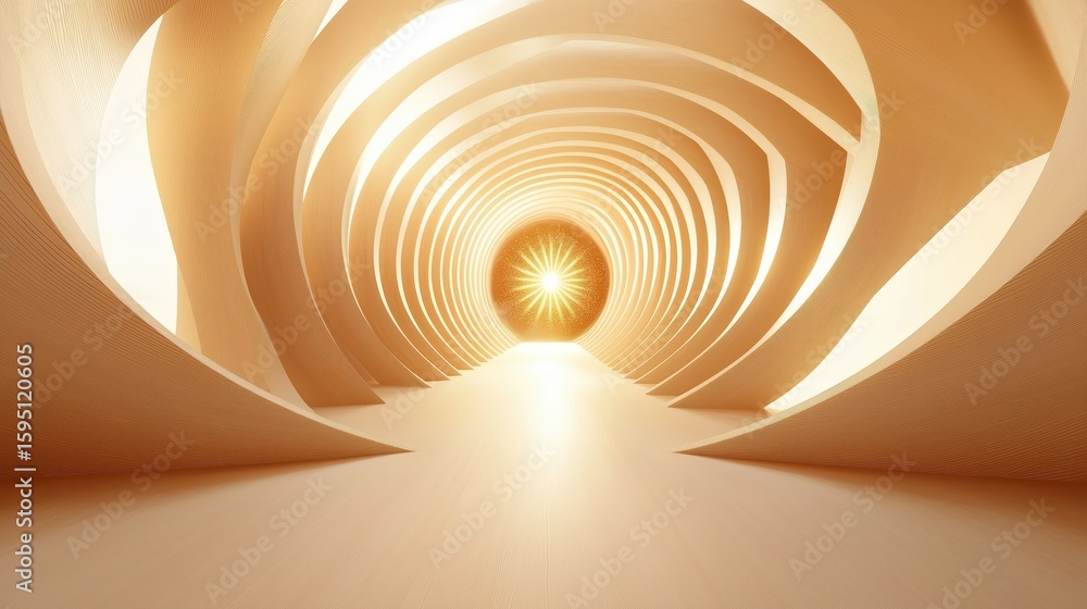 Fototapeta premium Abstract Golden Tunnel Leading to Light