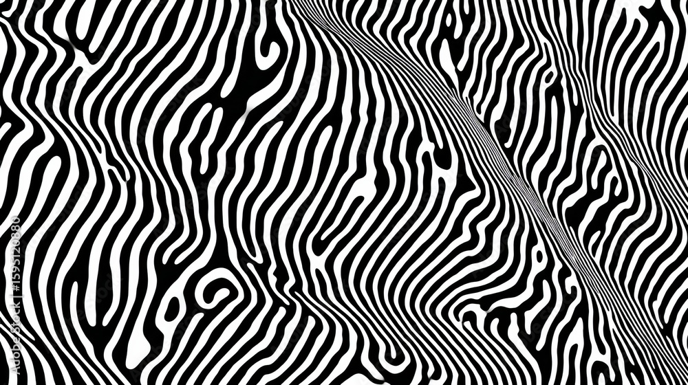 Fototapeta premium Trippy ripple wave pattern in black and white for creative design projects
