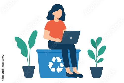 Vector illustration of the abstract concept of low-impact packaging