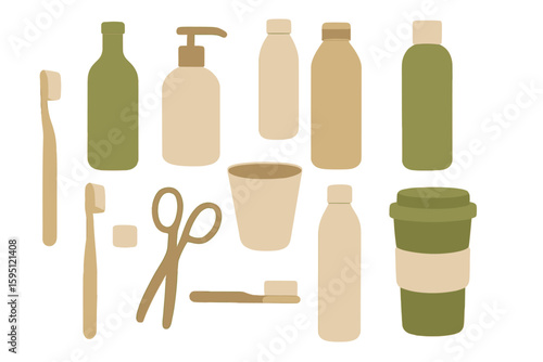 A vector poster featuring hand-drawn elements that contrast zero-waste lifestyle with non-eco-friendly mindsets