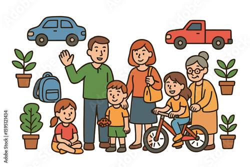 Earth day card template for banners and invitations featuring a vector ecological black and white horizontal set with cute children caring for nature, also usable as a cute environment friendly