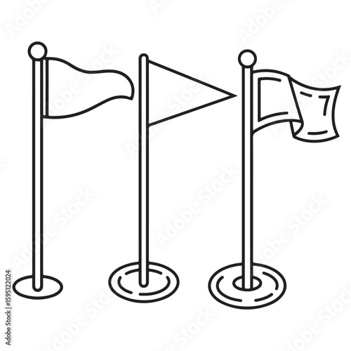 set vector various golf flag icon silhouettes