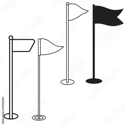 set vector various golf flag icon silhouettes