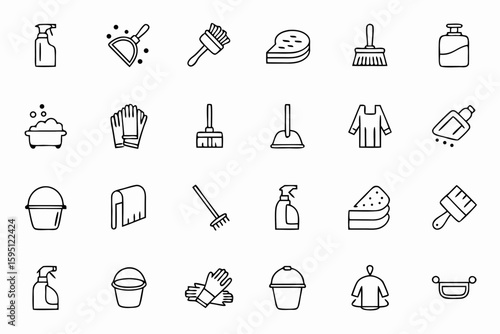 A practical and detailed bundle of everyday cleaning tools—perfect for service flyers, home printables, mobile apps, and how-to guides.