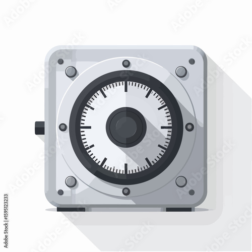 Isolated Combination Safe Box with Dial and Shadow on White Background Square Design