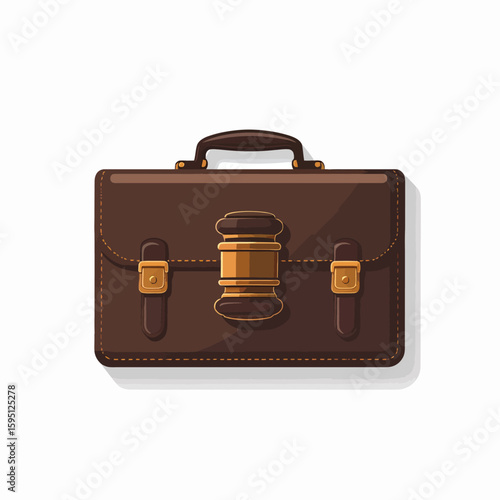 Legal profession and justice concepts illustrated through a vintage briefcase emblem