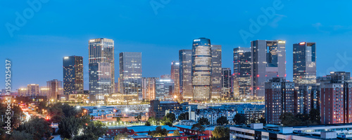 High angle view of Lize CBD skyline in Beijing, China