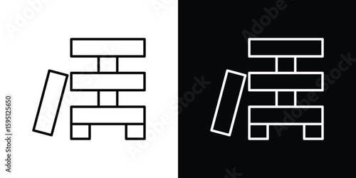 Wooden block icon in simple linear style.