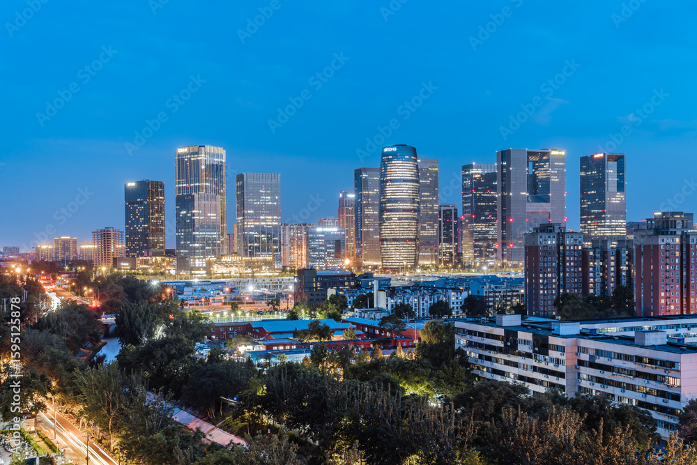 Obraz premium High angle view of Lize CBD skyline in Beijing, China