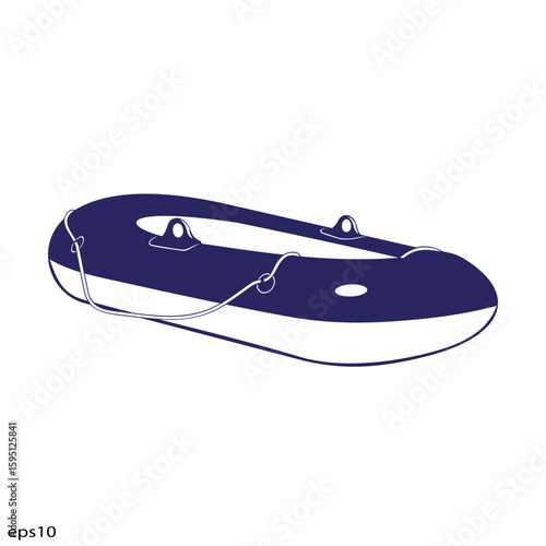 Inflatable boat icon. Vector illustration on white. background
