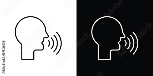 Voice control icon in simple linear style.