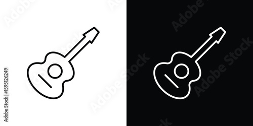 Ukulele icon in simple linear style.