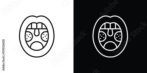 Tonsillitis icon in simple linear style.
