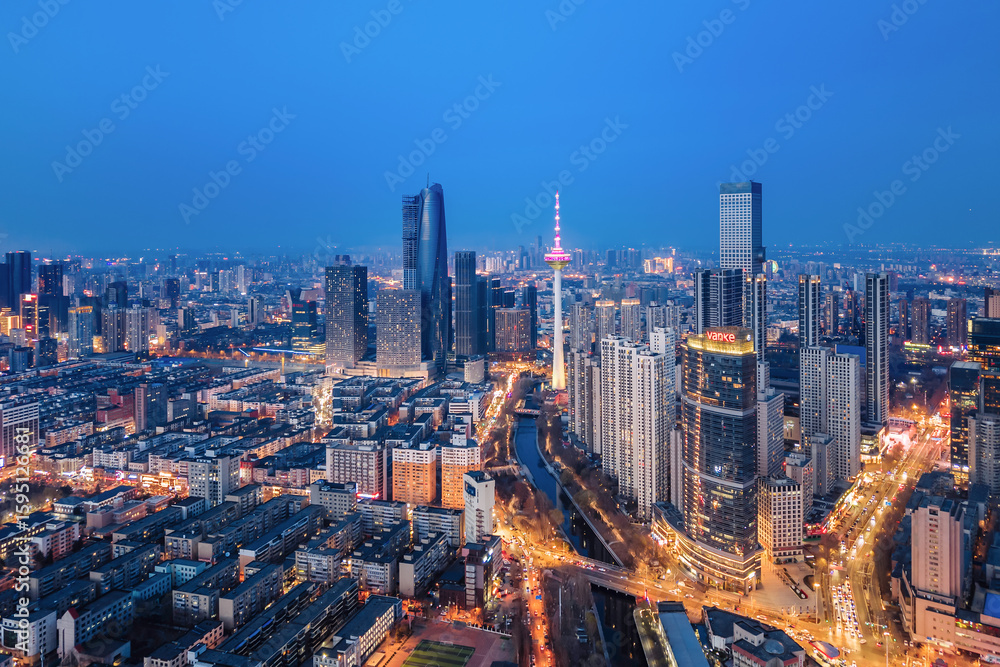 Fototapeta premium Aerial photography of the city skyline of Shenyang TV Tower in Liaoning, China