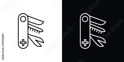 Swiss Knife icon in simple linear style.