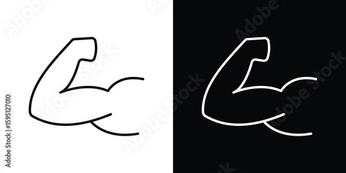 Strong arm icon in simple linear style.
